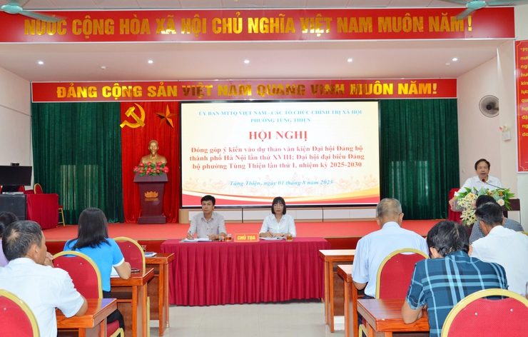 Ủy ban MTTQ Việt Nam phường Tùng Thiện lấy ý kiến đóng góp vào Dự thảo văn kiện Đại hội Đảng bộ các cấp- Ảnh 1.