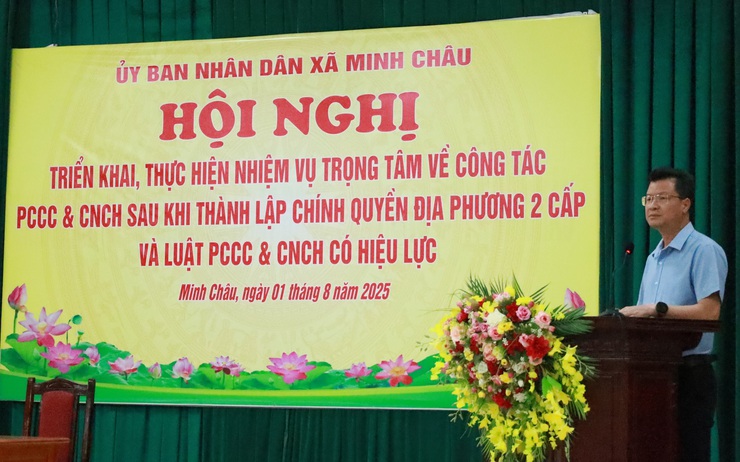 UBND xã Minh Châu tổ chức Hội nghị triển khai công tác phòng cháy chữa cháy và cứu nạn cứu hộ sau khi tổ chức chính quyền hai cấp- Ảnh 2.