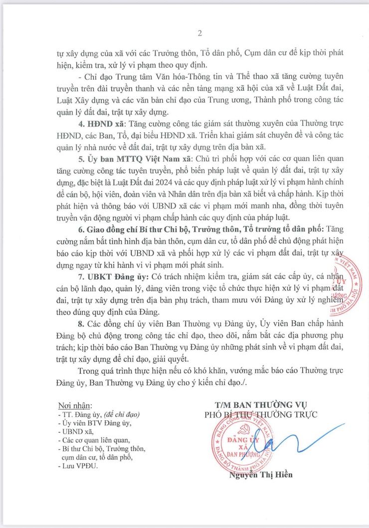 Kết luận số 05-KL/ĐU của Ban Thường Vụ Đảng Ủy về việc tăng cường công tác quản lý đất đai trật tự xây dựng trên địa bàn xã- Ảnh 2.