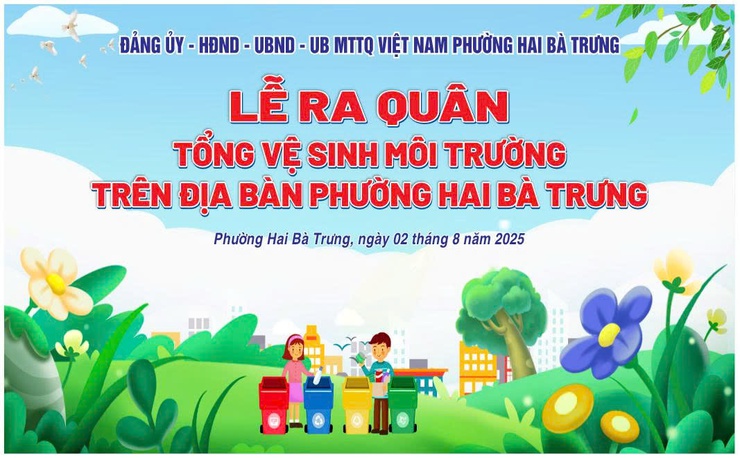 Lễ ra quân Tổng vệ sinh môi trường trên địa bàn phường Hai Bà Trưng.- Ảnh 1.