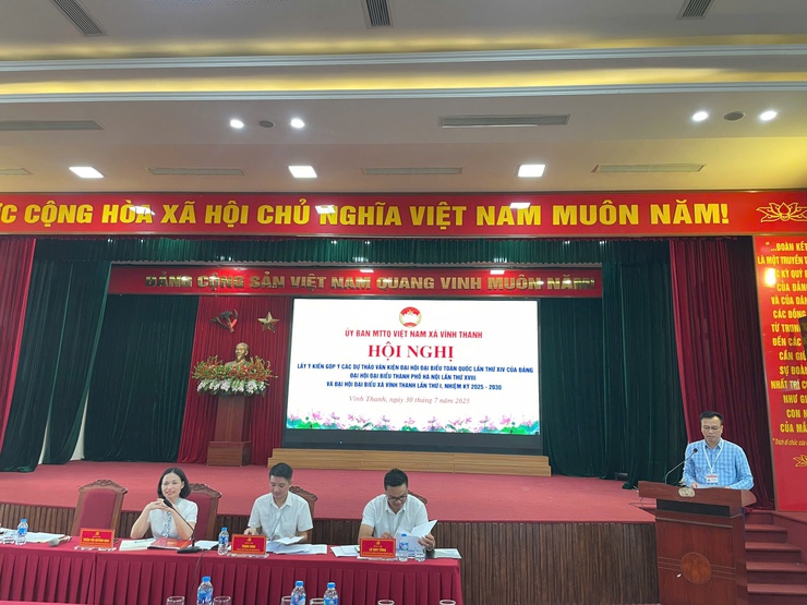 UBMTTQ Việt Nam xã Vĩnh Thanh tổ chức Hội nghị lấy ý kiến góp ý vào dự thảo các Văn kiện Đại hội Đảng các cấp- Ảnh 1.