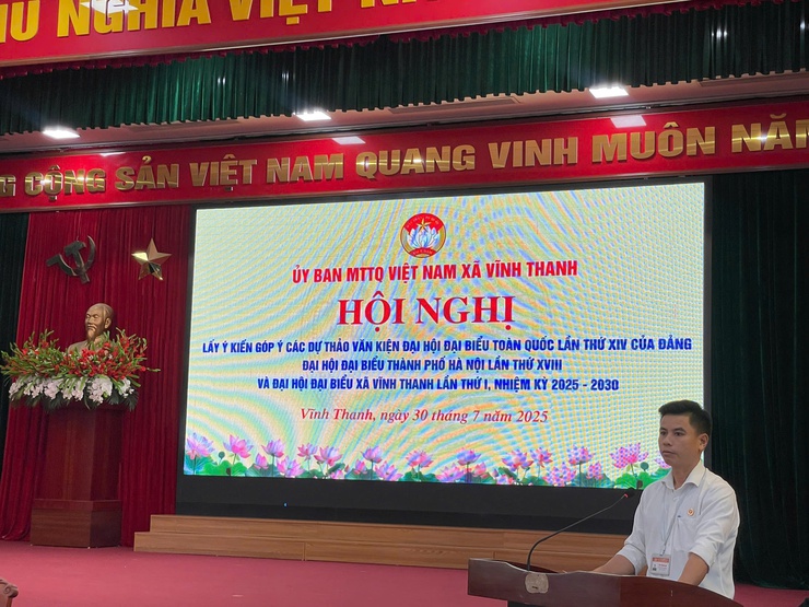 UBMTTQ Việt Nam xã Vĩnh Thanh tổ chức Hội nghị lấy ý kiến góp ý vào dự thảo các Văn kiện Đại hội Đảng các cấp- Ảnh 4.