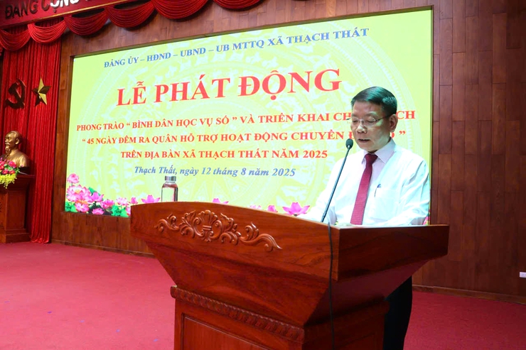 Xã Thạch Thất tổ chức Lễ phát động phong trào “Bình dân học vụ số” – Xây dựng xã hội học tập, công dân số, quê hương số- Ảnh 1.