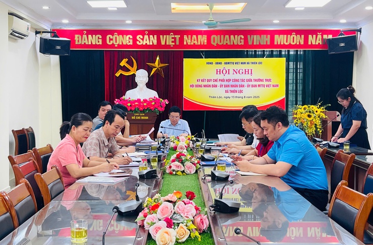 Hội nghị ký kết quy chế phối hợp giữa Thường trực HĐND – UBND – UB MTTQ Việt Nam xã Thiên Lộc- Ảnh 3.