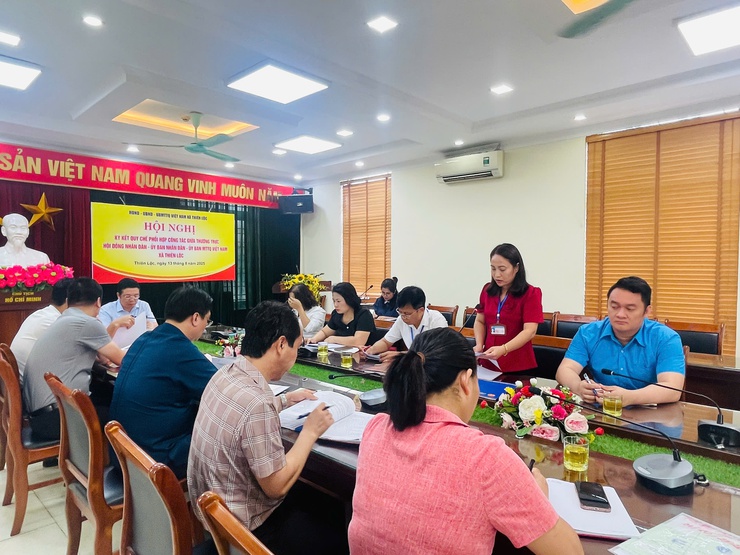 Hội nghị ký kết quy chế phối hợp giữa Thường trực HĐND – UBND – UB MTTQ Việt Nam xã Thiên Lộc- Ảnh 5.