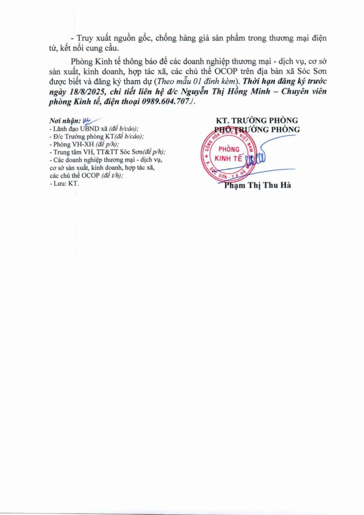 UBND XÃ SÓC SƠN MỜI ĐĂNG KÝ THAM GIA TẬP HUẤN "HỆ THỐNG TRUY XUẤT NGUỒN GỐC NÔNG LÂM THỦY SẢN THỰC PHẨM"- Ảnh 2.