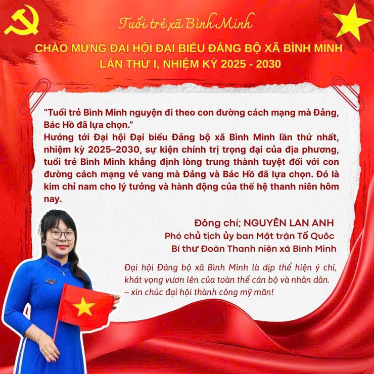 Thông điệp gửi Đại hội đại biểu Đảng bộ xã Bình Minh lần thứ I, nhiệm kỳ 2025- 2030- Ảnh 1.
