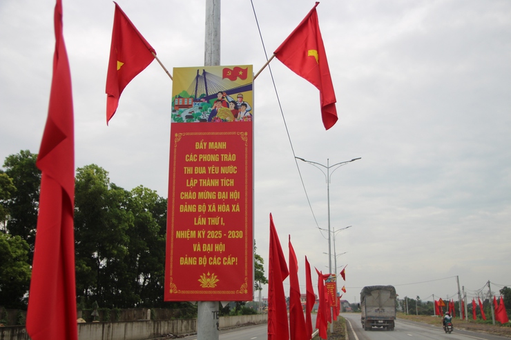 Rực rỡ cờ hoa chào mừng Đại hội đại biểu Đảng bộ xã- Ảnh 7.