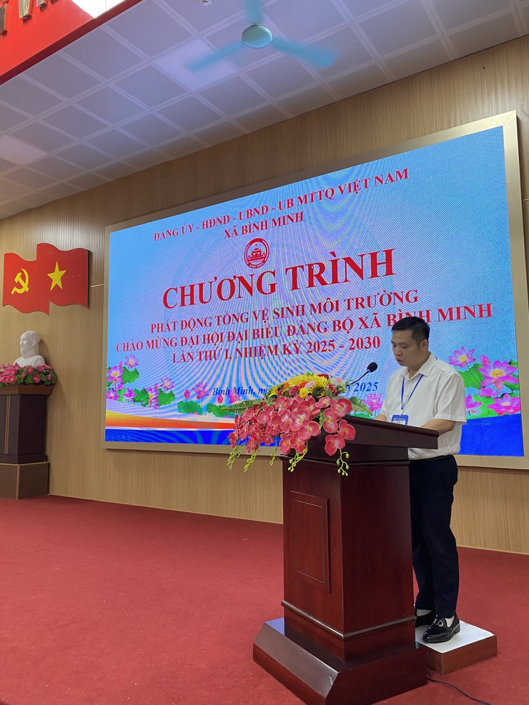 Xã Bình Minh tổ chức hội nghị phát động tổng vệ sinh tiêu độc và bảo vệ môi trường chào mừng Đại hội đại biểu Đảng bộ xã Bình Minh lần thứ I, nhiệm kỳ 2025-2030- Ảnh 1.