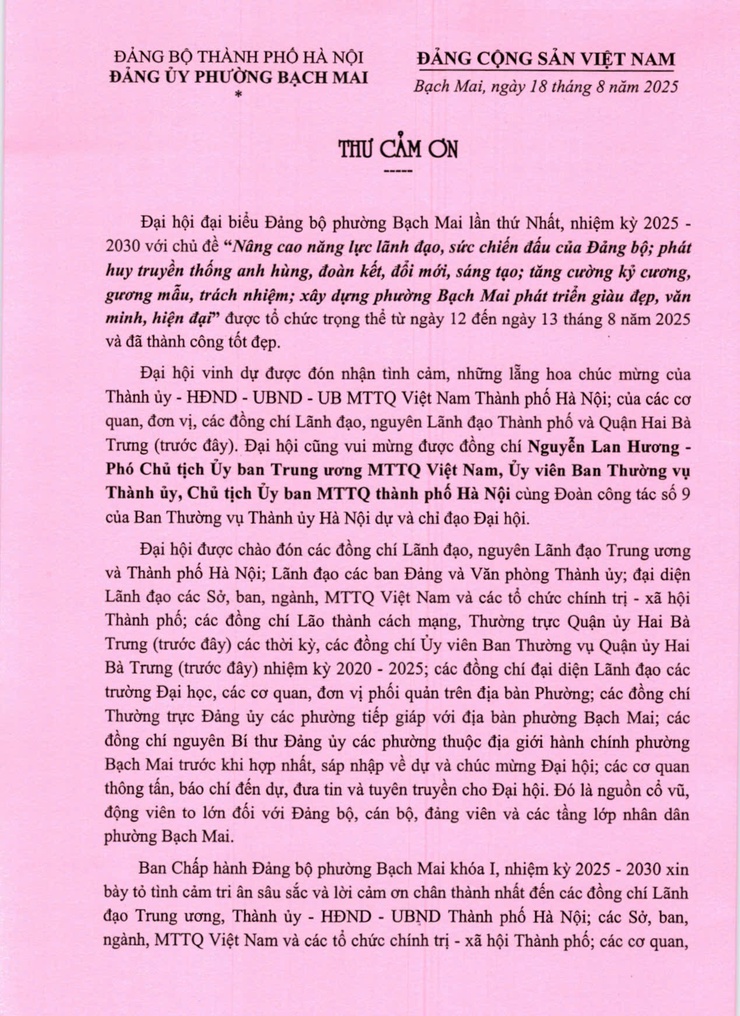 THƯ CẢM ƠN- Ảnh 1.