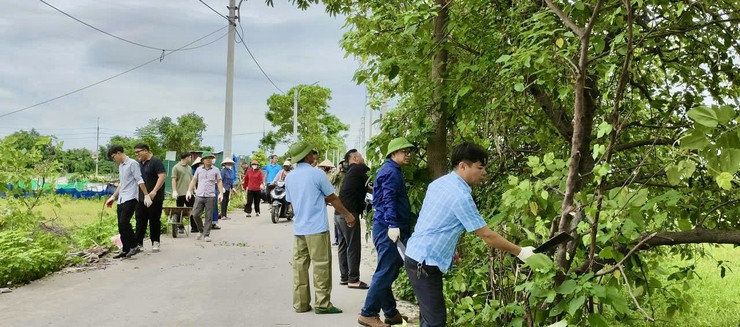 Cán bộ, công chức, viên chức, người lao động UBND xã Đại Thanh ra quân tổng vệ sinh môi trường sáng thứ 7- Ảnh 2.