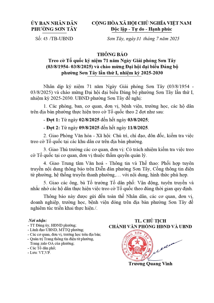 THÔNG BÁO TREO CỜ TỔ QUỐC- Ảnh 1.