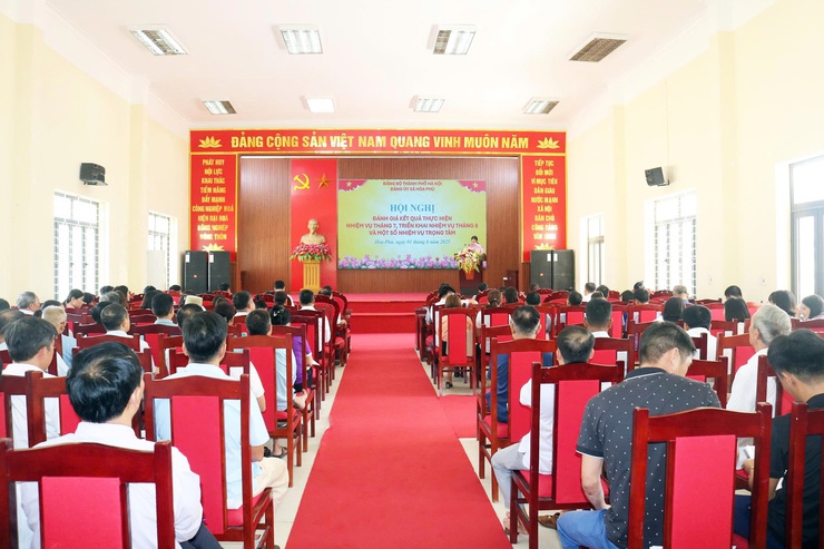 Đảng ủy xã Hòa Phú tổ chức Hội nghị đánh giá kết quả thực hiện nhiệm vụ tháng 7, triển khai nhiệm vụ tháng 8- Ảnh 1.