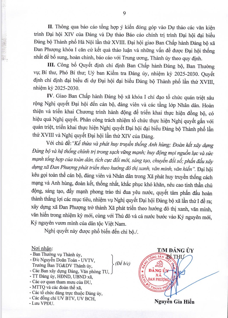 Nghị Quyết Đại hội đại biểu Đảng bộ xã Đan Phượng Lần Thứ I Nhiệm Kỳ 2025-2030- Ảnh 9.