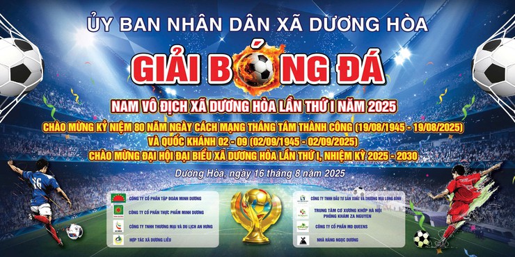 Tổ chức giải bóng đá nam vô địch xã Dương Hoà lần thứ I năm 2025 - Ảnh 1.