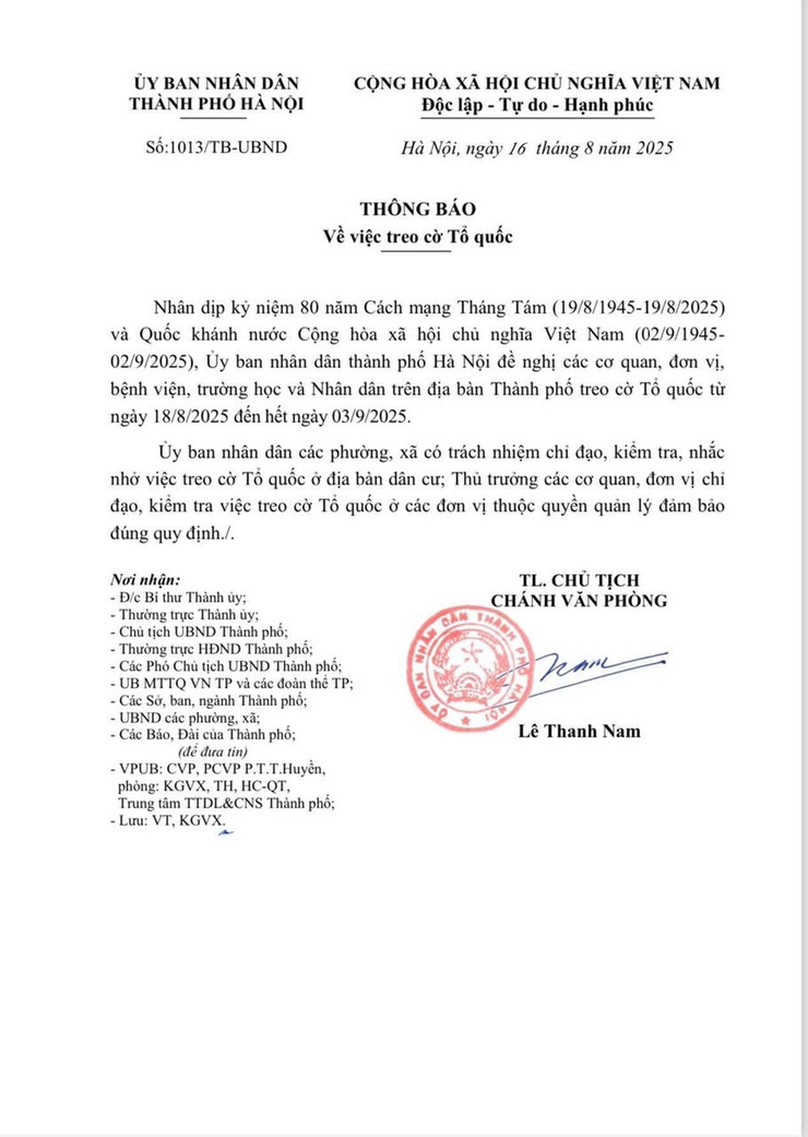 Thông báo treo cờ Tổ quốc- Ảnh 1.