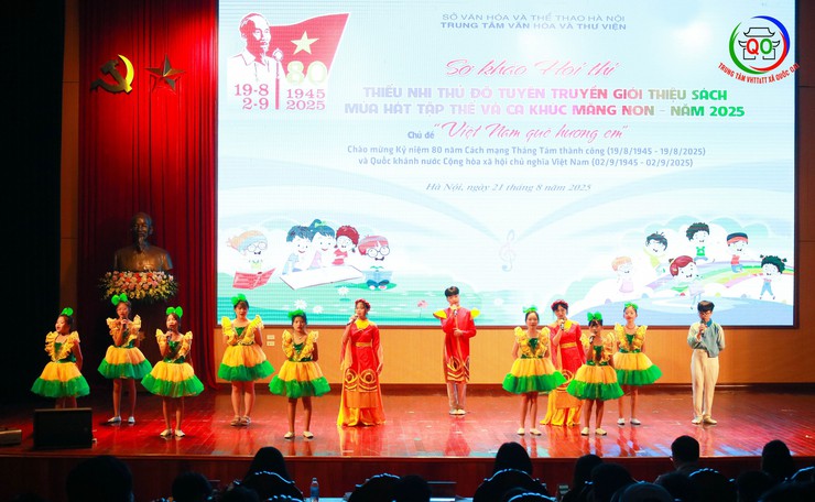 Hội thi sơ khảo thiếu nhi thủ đô tuyên truyền giới thiệu sách, Múa hát tập thể và ca khúc măng non năm 2025- Ảnh 12.