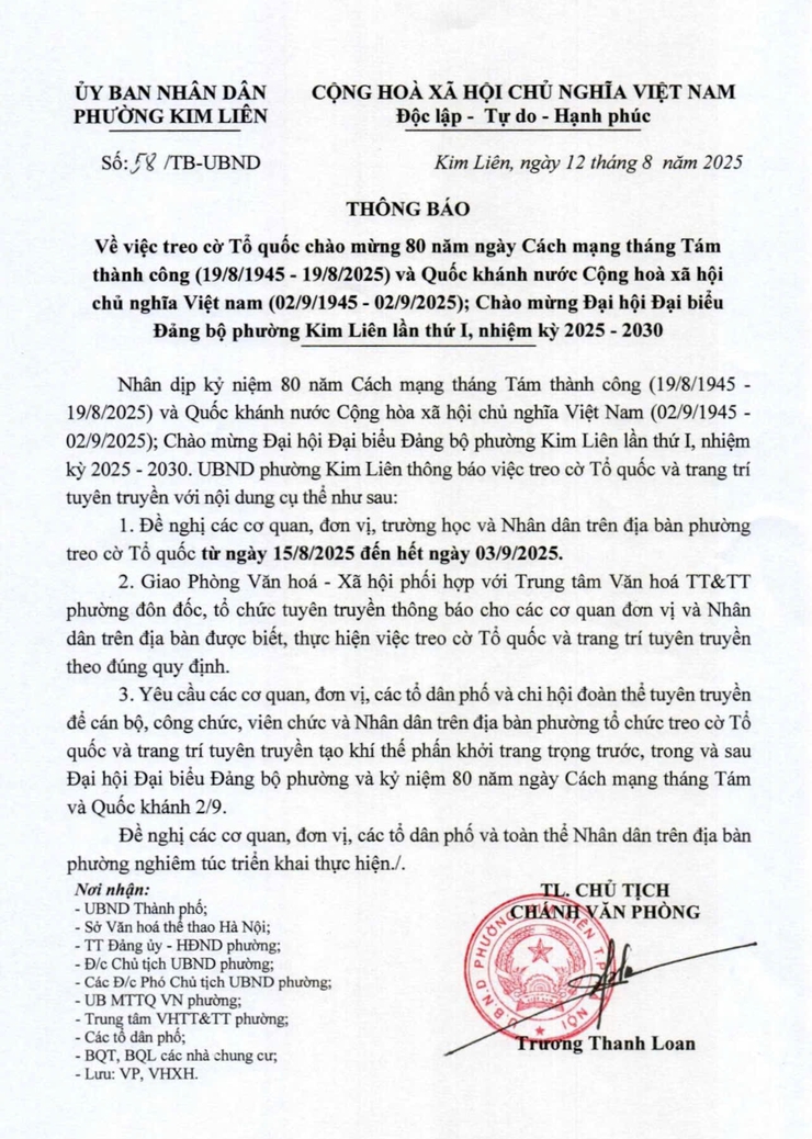 Thông báo về việc treo cờ Tổ quốc- Ảnh 1.