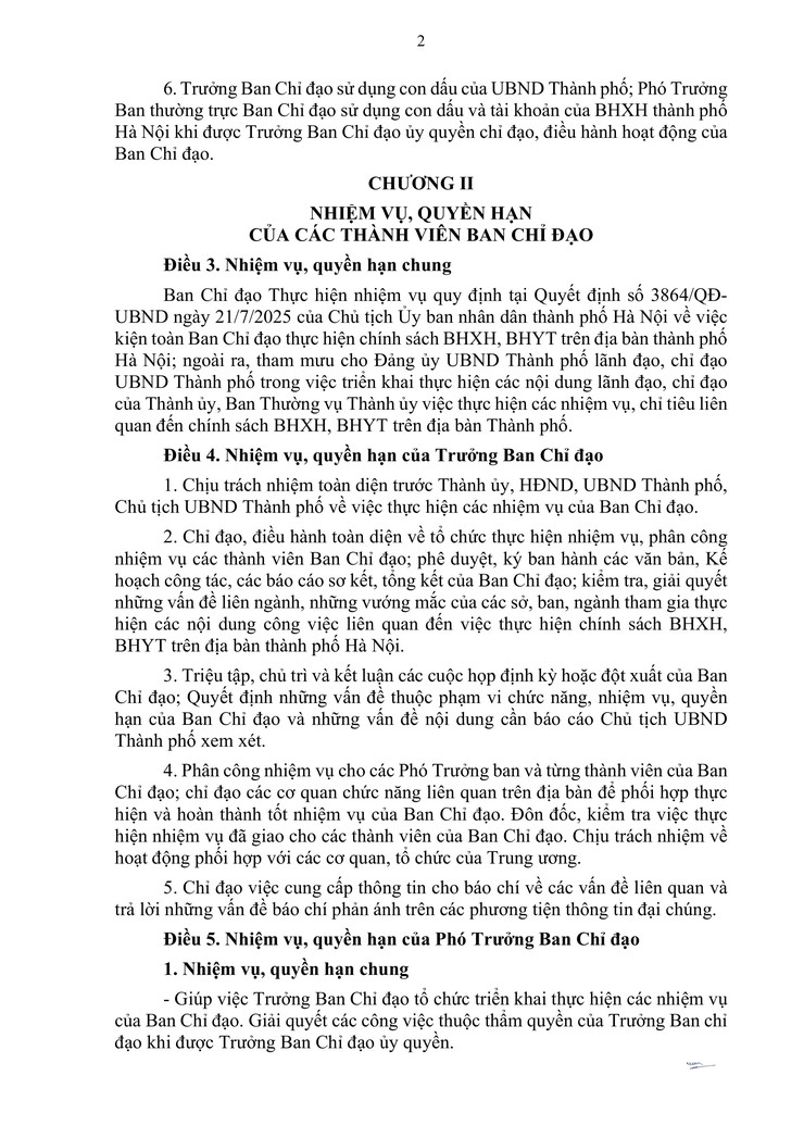 QUY CHẾ HOẠT ĐỘNG CỦA BCĐ THỰC HIỆN CHÍNH SÁCH BHXH, BHYT TRÊN ĐỊA BÀN THÀNH PHỐ HÀ NỘI- Ảnh 2.