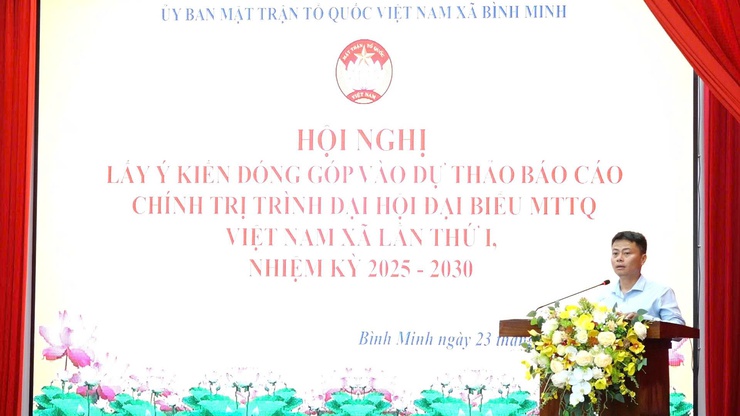 Hội nghị lấy ý kiến đóng góp vào dự thảo báo cáo chính trị trình Đại hội đại biểu MTTQ Việt Nam xã lần thứ I nhiệm kỳ 2025- 2030- Ảnh 1.