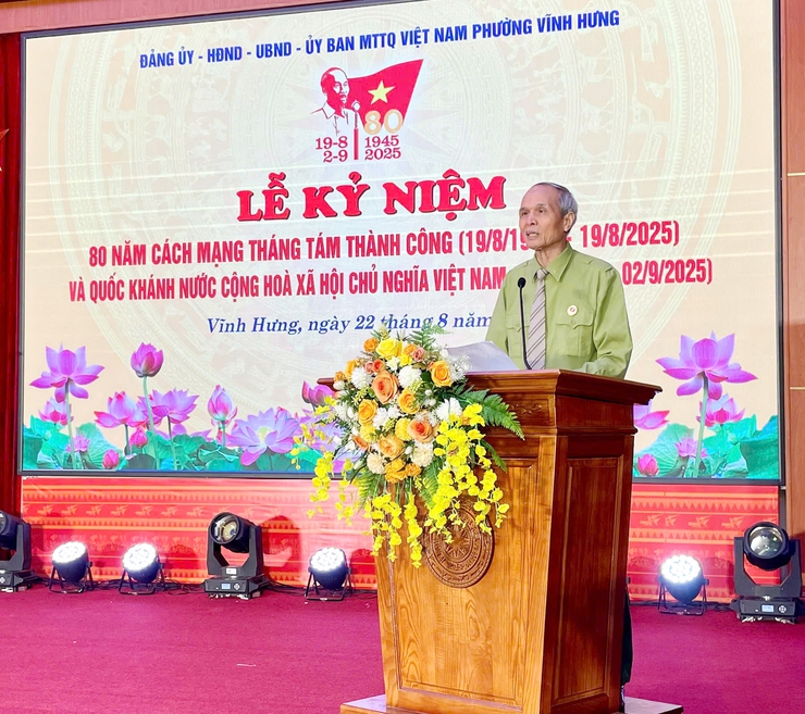 ĐẢNG ỦY – HĐND – UBND – UBMTTQ PHƯỜNG VĨNH HƯNG TỔ CHỨC LỄ KỶ NIỆM 80 NĂM CÁCH MẠNG THÁNG TÁM THÀNH CÔNG (19/8/1945 – 19/8/2025) VÀ QUỐC KHÁNH NƯỚC CỘNG HÒA XÃ HỘI CHỦ NGHĨA VIỆT NAM (02/9/1945– 02/9/2025)- Ảnh 3.