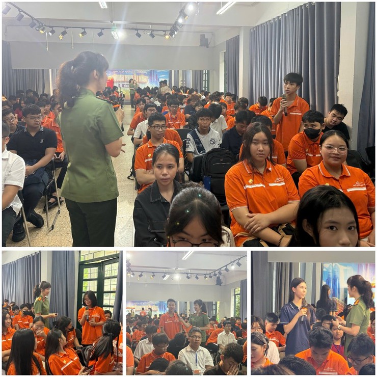 Công an phường Phúc Lợi tuyên truyền an toàn giao thông, phòng, chống tệ nạn xã hội lứa tuổi vị thành niên cho sinh viên - Ảnh 2.