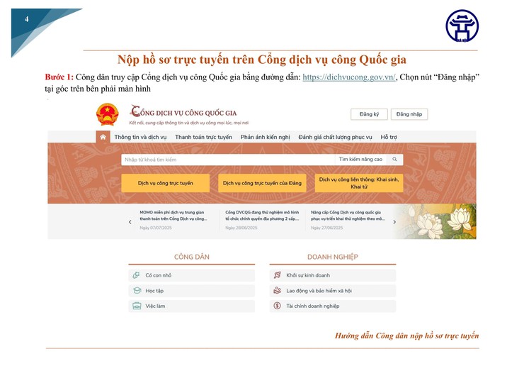 HƯỚNG DẪN NỘP HỒ SƠ TRỰC TUYẾN TRÊN CỔNG DỊCH VỤ CÔNG QUỐC GIA- Ảnh 4.
