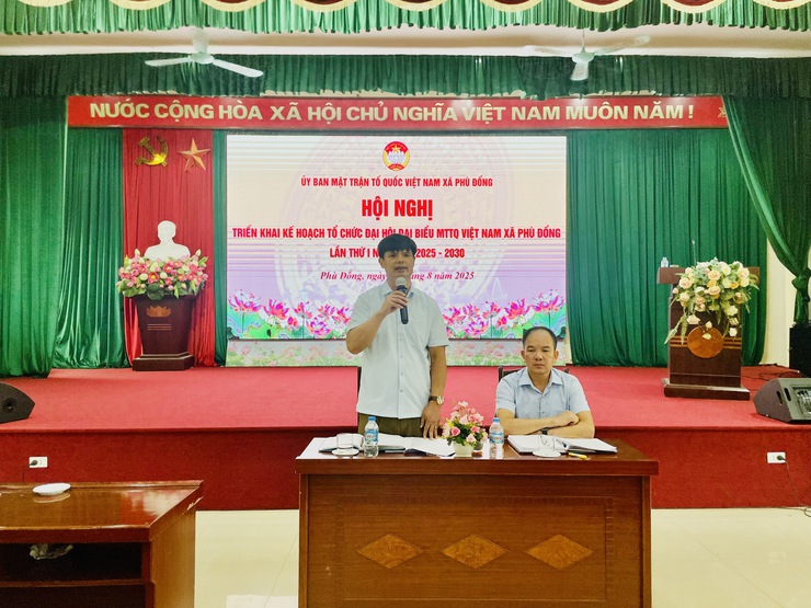 Hội nghị triển khai kế hoạch tổ chức Đại hội đại biểu MTTQ Việt Nam xã Phù Đổng lần thứ I, nhiệm kỳ 2025- 2030.- Ảnh 4.