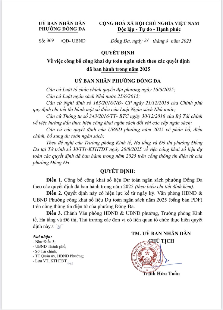 Quyết định công bố công khai dự toán ngân sách theo các quyết định đã ban hành năm 2025- Ảnh 1.