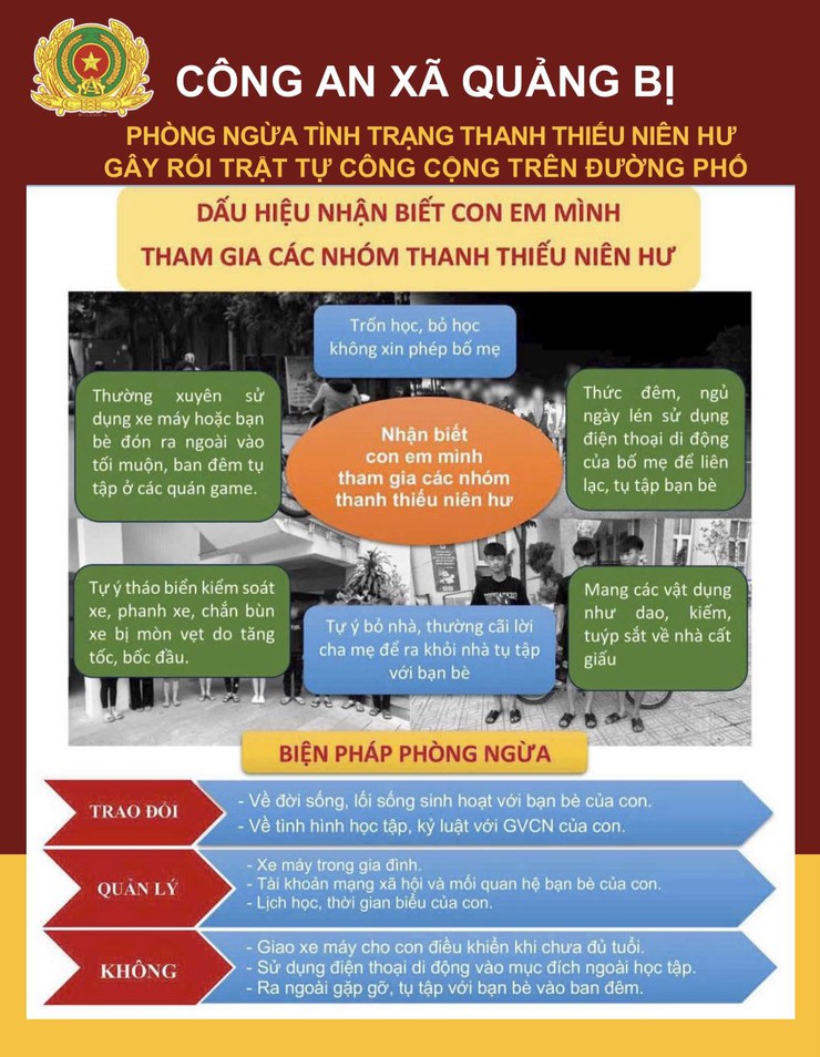 Công an xã Quảng Bị đẩy mạnh công tác tuyên truyền, phòng ngừa tình trạng thanh thiếu niên gây rối trật tự công cộng- Ảnh 2.