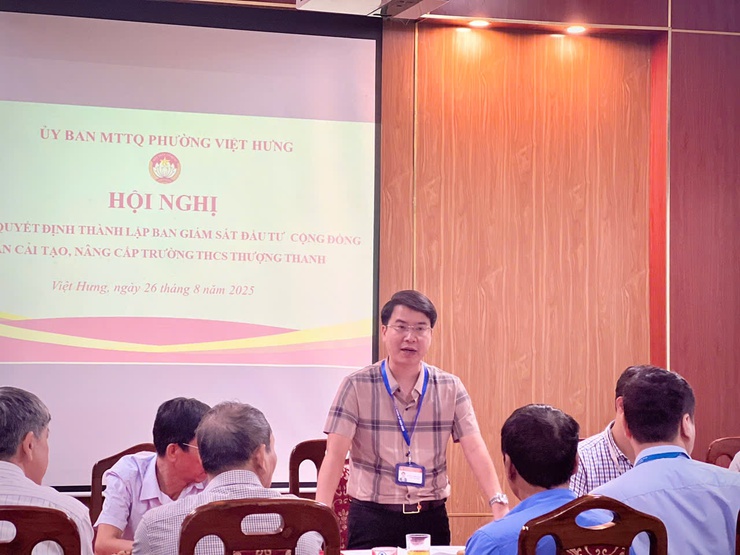 Ủy ban MTTQ Việt Nam phường tổ chức công bố quyết định thành lập Ban Giám sát đầu tư cộng đồng dự án xây dựng Trường Trung học cơ sở Thượng Thanh, phường Việt Hưng- Ảnh 2.