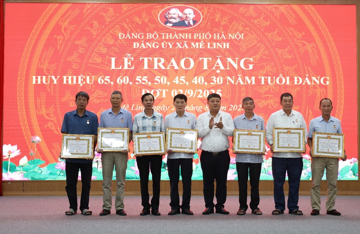 Xã Mê Linh tổ chức Lễ trao Huy hiệu Đảng đợt 2/9/2025- Ảnh 6.