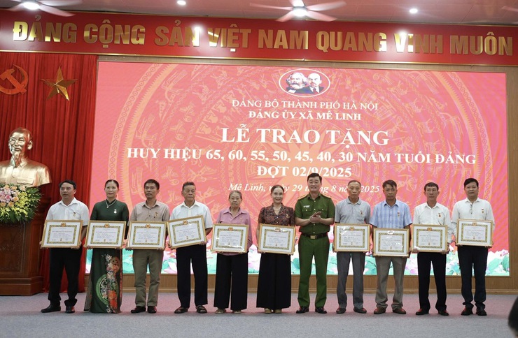 Xã Mê Linh tổ chức Lễ trao Huy hiệu Đảng đợt 2/9/2025- Ảnh 7.