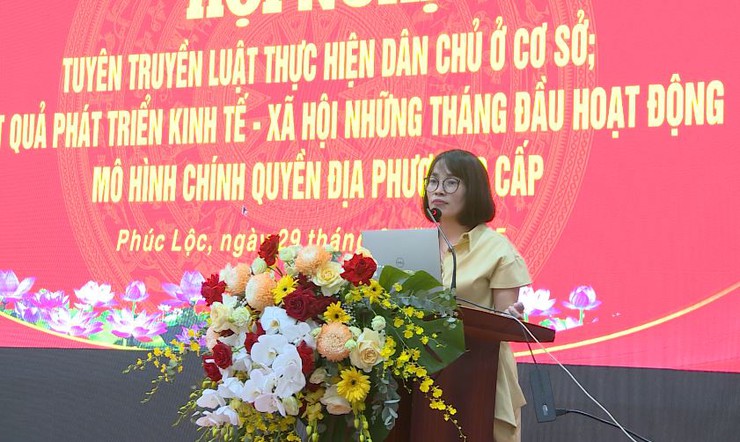 Đảng ủy xã Phúc Lộc tổ chức Hội nghị tuyên truyền Luật Thực hiện dân chủ ở cơ sở và thông tin kết quả phát triển kinh tế - xã hội những tháng đầu năm theo mô hình chính quyền địa phương 2 cấp- Ảnh 1.