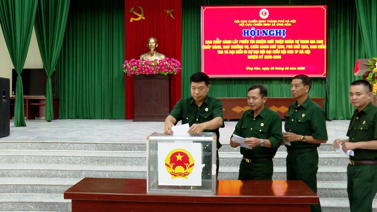 Hội CCB Ứng Hoà lấy phiếu tín nhiệm giới thiệu nhân sự tham gia BCH, BTV, chức danh Chủ tịch, Phó Chủ tịch, Ban kiểm tra và đại biểu đi dự Đại hội đại biểu hội CCB thành phố Hà Nội.- Ảnh 2.