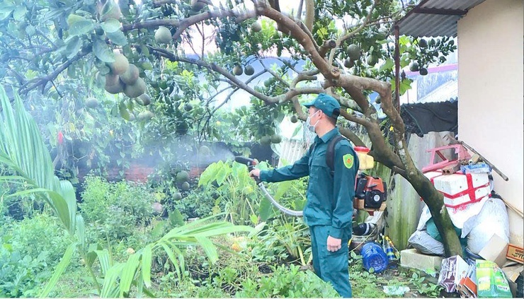 Xã Phúc Thọ phun hóa chất chủ động phòng, chống dịch sốt xuất huyết- Ảnh 1.