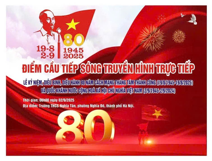 Thông báo: Tổ chức chương trình điểm cầu tiếp sóng trực tiếp Lễ kỷ niệm, diễu binh, diễu hành 80 năm Cách mạng tháng Tám và Quốc khánh nước CHXHCN Việt Nam 02/9- Ảnh 1.