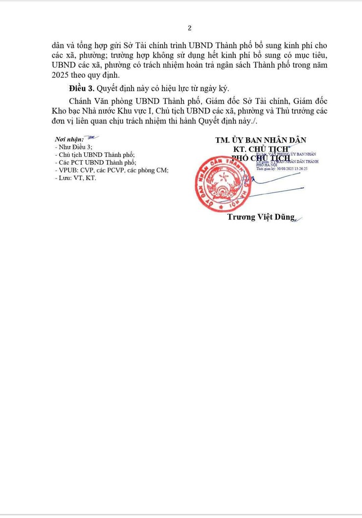 QUYẾT ĐỊNH CỦA UBND TP HÀ NỘI  BỔ SUNG KINH PHÍ TẶNG QUÀ CHO NHÂN DÂN DỊP 2/9 - Ảnh 2.