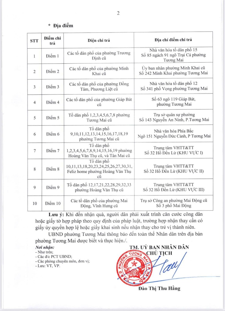 Thông báo về thời gian, địa điểm tổ chức tặng quà người dân nhân kỷ niệm 80 năm Cách mạng Tháng Tám và Quốc khánh 2/9 trên địa bàn Phường Tương Mai 
- Ảnh 2.