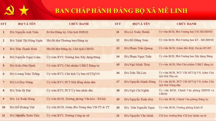 Giới thiệu bộ máy tổ chức của xã Mê Linh- Ảnh 3.