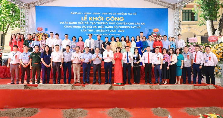 Khởi công dự án cải tạo, nâng cấp trường THPT Chu Văn An chào mừng Đại hội Đảng bộ phường Tây Hồ- Ảnh 2.