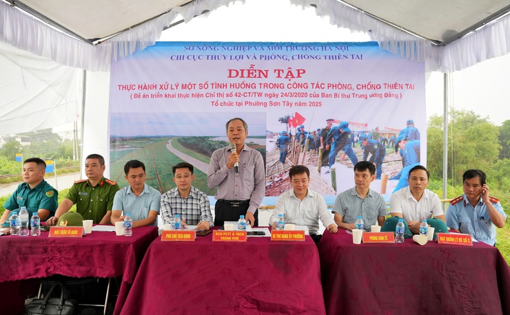 Diễn tập phòng, chống thiên tai trên địa bàn phường Sơn Tây- Ảnh 1.