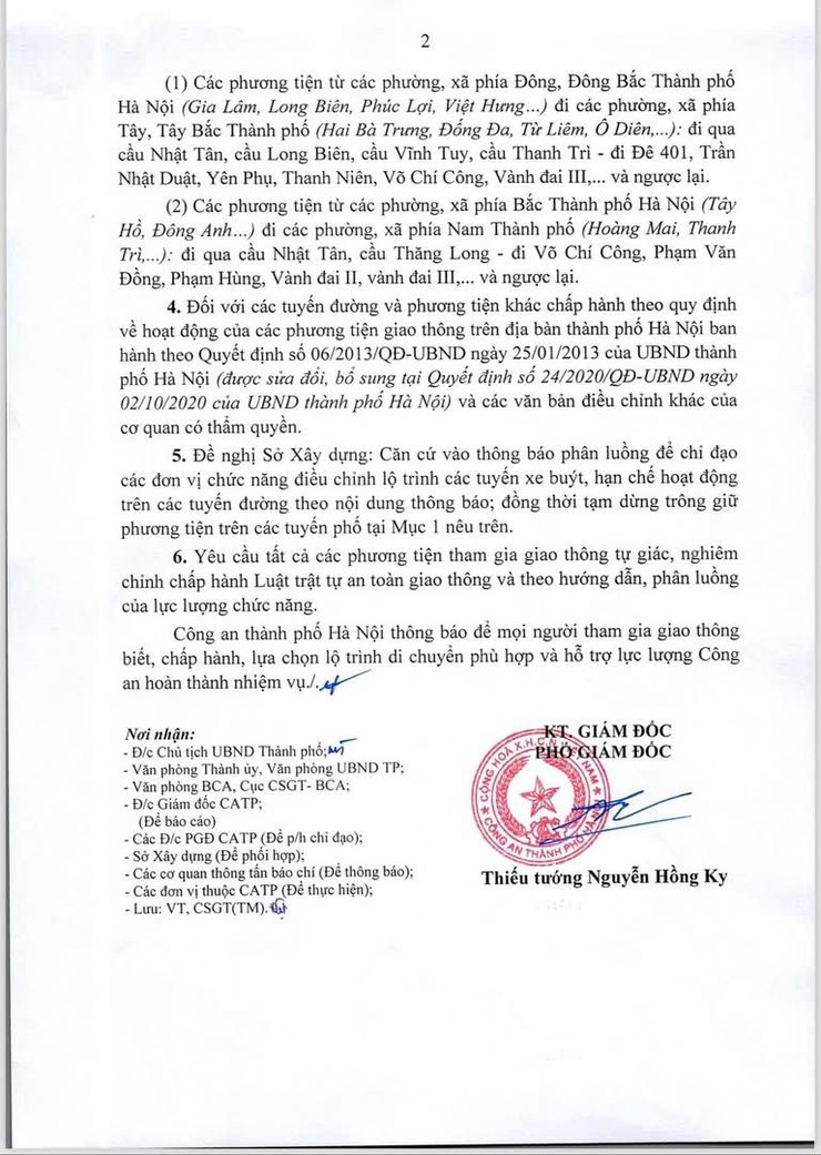 THÔNG TIN GIAO THÔNG TẠI HÀ NỘI TỪ NGÀY 7/8 ĐẾN NGÀY 10/8 - Ảnh 2.