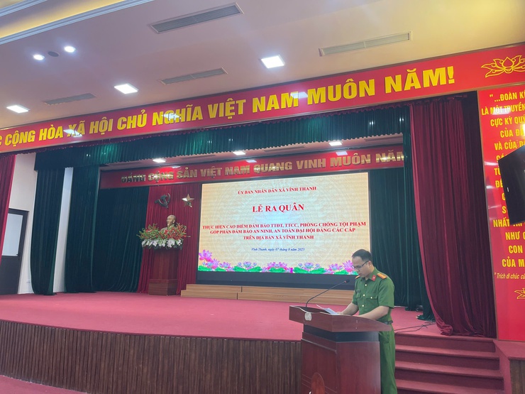 UBND XÃ VĨNH THANH TỔ CHỨC LỄ RA QUÂN ĐẢM BẢO TRẬT TỰ ĐÔ THỊ, TRẬT TỰ CÔNG CỘNG, PHÒNG CHỐNG TỘI PHẠM, ĐẢM BẢO AN NINH, AN TOÀN ĐẠI HỘI ĐẢNG CÁC CẤP- Ảnh 1.