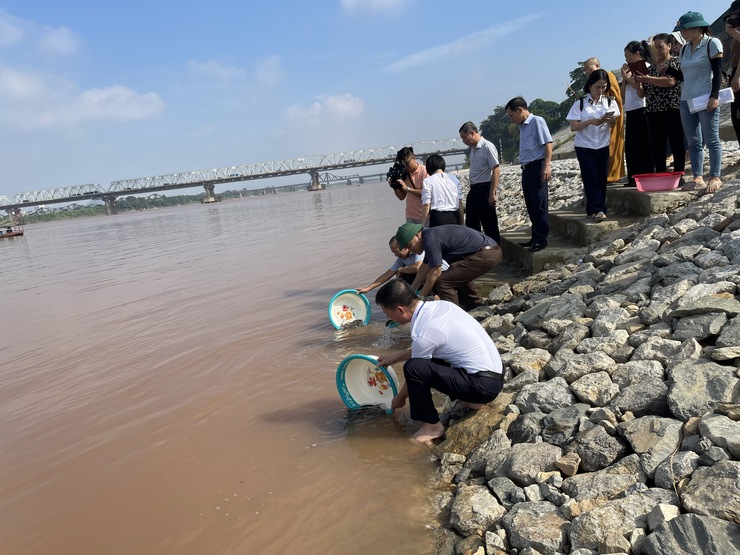 Phường Bồ Đề tổ chức hoạt động thả cá tái tạo nguồn lợi thủy sản- Ảnh 2.