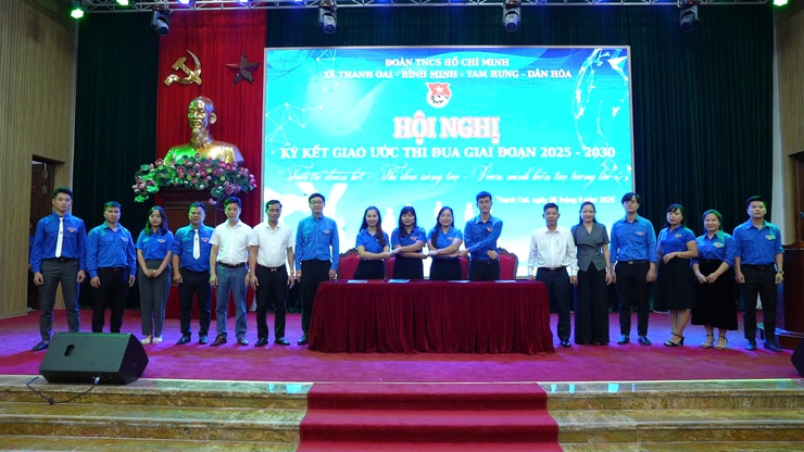 Ký kết giao ước thi đua giữa Đoàn Thanh niên xã Thanh Oai – Tam Hưng – Bình Minh – Dân Hòa- Ảnh 2.