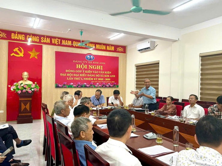 Đảng ủy xã Kim Anh tổ chức hội nghị lấy ý kiến các đồng chí nguyên lãnh đạo chủ chốt xã góp ý vào dự thảo Báo cáo chính trị Đại hội Đại biểu Đảng bộ xã lần thứ nhất, nhiệm kỳ 2025-2030.- Ảnh 4.