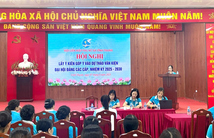 HỘI LIÊN HIỆP PHỤ NỮ XÃ VĨNH THANH TỔ CHỨC HỘI NGHỊ LẤY Ý KIẾN GÓP Ý VÀO DỰ THẢO VĂN KIỆN ĐẠI HỘI ĐẢNG CÁC CẤP, NHIỆM KỲ 2025 – 2030- Ảnh 1.