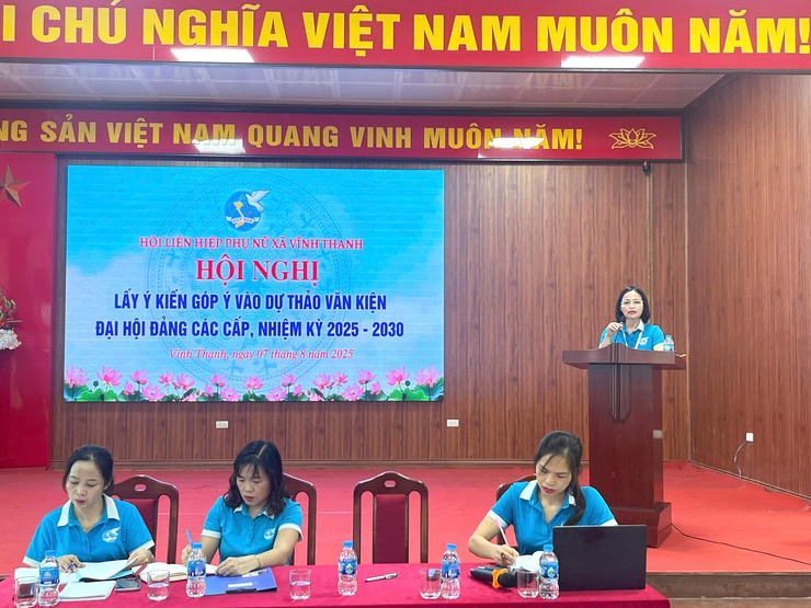 HỘI LIÊN HIỆP PHỤ NỮ XÃ VĨNH THANH TỔ CHỨC HỘI NGHỊ LẤY Ý KIẾN GÓP Ý VÀO DỰ THẢO VĂN KIỆN ĐẠI HỘI ĐẢNG CÁC CẤP, NHIỆM KỲ 2025 – 2030- Ảnh 3.