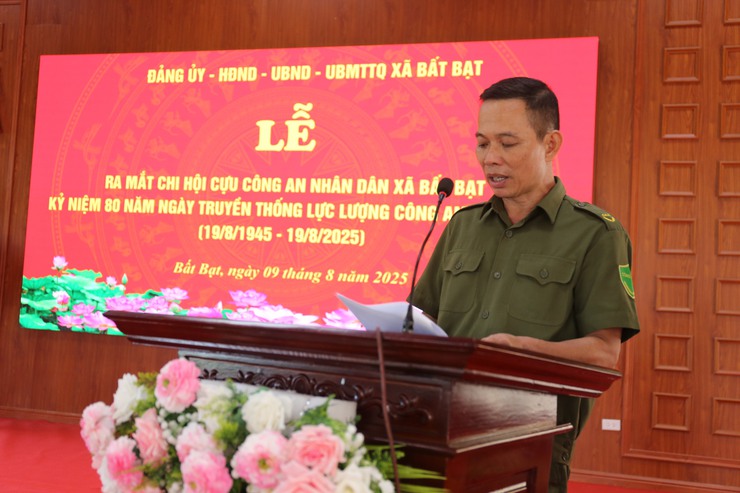 Lễ công bố quyết định thành lập Chi hội Cựu Công an nhân dân xã Bất Bạt và Kỷ niệm 80 năm ngày truyền thống lực lượng Công an nhân dân (19/8/1945 - 19/8/2025)- Ảnh 6.